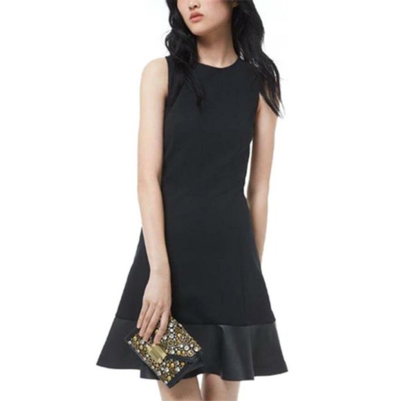 Michael Kors Dresses & Skirts - Michael Michael Kors Combo Leather Trim Tiered Dress Black XX-Small